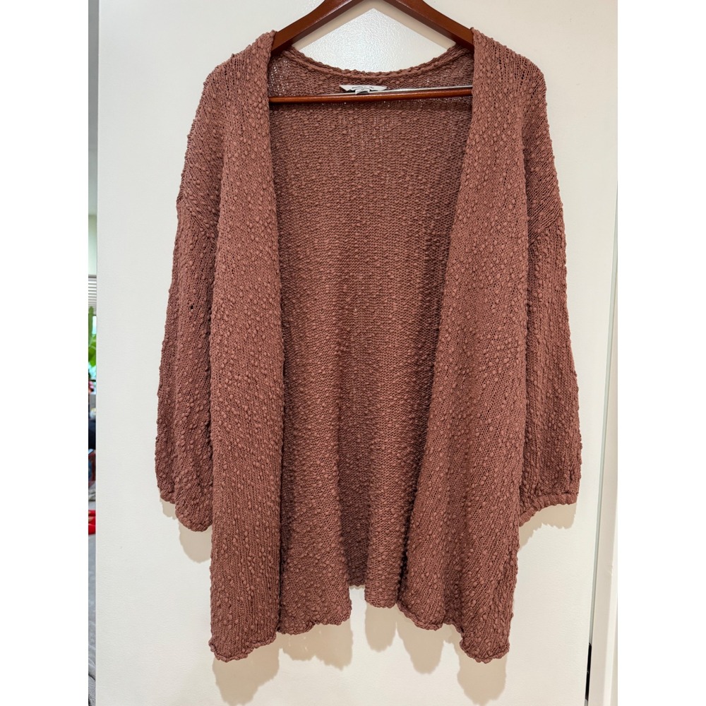 O'Neill Womens M Textured Open Front Cardigan Sweater Terracotta Mauve Boho Chic
